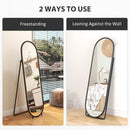 HOMCOM Oval Full Length Mirror with Metal Frame Hanging or Leaning Black
