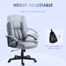 HOMCOM Faux Leather Home Office Chair Mid Back Desk Chair with Arms Light Grey