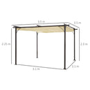Outsunny Metal Pergola with Retractable Awning 3.5x3.5m - Cream