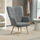 HOMCOM Upholstered Tufted Wingback Armchair with Seat Padding, Dark Grey
