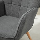 HOMCOM Upholstered Tufted Wingback Armchair with Seat Padding, Dark Grey