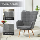 HOMCOM Upholstered Tufted Wingback Armchair with Seat Padding, Dark Grey
