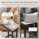 HOMCOM C Shape Side Table w/ Marble-Effect Top, Grey
