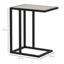 HOMCOM C Shape Side Table w/ Marble-Effect Top, Grey