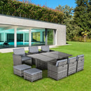 Outsunny Outdoor Rattan Dining Set 11 Piece - Grey