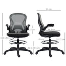 Vinsetto Draughtsman Chair Tall Office Chair W/ Adjustable Footrest, Dark Grey