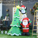 HOMCOM 2.43m Inflatable Christmas Tree & Santa Decoration w/ Flashing LED Lights