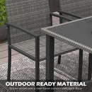 Outsunny Rattan Garden Furniture for 4, Dining Table and Chairs, Grey