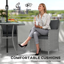 Outsunny Luxury Rattan Garden Dining Set W/ Parasol, Cushions, Light Grey
