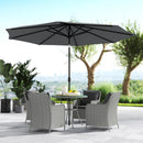Outsunny Luxury Rattan Garden Dining Set W/ Parasol, Cushions, Light Grey