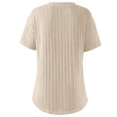 Short Sleeve Loungewear Set Cream Ribbed