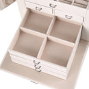 Sheonly Large Multi Tier Faux Leather Jewellery Storage Box with Handle