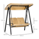 Outsunny 2 Seater Garden Outdoor Swing Chair Hammock W/ Adjustable Canopy