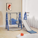 Livingandhome Kids Toddler Swing and Slide Set with Basketball Hoop