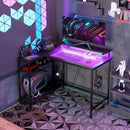 HOMCOM L Shaped Desk with LED Lights Reversible Corner Gaming Desk with Storage