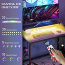 HOMCOM L Shaped Desk with LED Lights Reversible Corner Gaming Desk with Storage