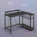 HOMCOM L Shaped Desk with LED Lights Reversible Corner Gaming Desk with Storage