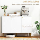 HOMCOM Sideboard Storage Cabinet with 3 Carved Line Doors and 5 Legs White