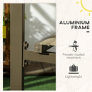 Outsunny 2 PCs Dining Chairs, Stackable Design Aluminium Outdoor Armchairs Khaki