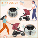 HOMCOM  Three-Wheeler Baby Stroller -  Red