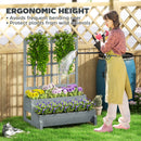 Outsunny 2-Tier Wooden Raised Bed with Trellis and Drainage Holes