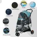PawHut Dog Stroller for XS Dogs, S Dogs, Cats with Rain Cover