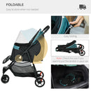 PawHut Dog Stroller for XS Dogs, S Dogs, Cats with Rain Cover