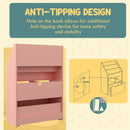 HOMCOM Kids Bookcase, Toy Box w/ Storage Drawer, Wheels for Bedroom - Pink