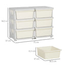 HOMCOM Kids Storage Unit, with Six Drawers - Cream
