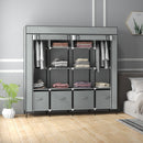 HOMCOM Fabric Wardrobe w/ 12 Shelves 2 Hanging Rails Foldable Closets
