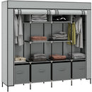 HOMCOM Fabric Wardrobe w/ 12 Shelves 2 Hanging Rails Foldable Closets