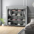 HOMCOM Fabric Wardrobe w/ 12 Shelves 2 Hanging Rails Foldable Closets
