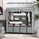 HOMCOM Fabric Wardrobe w/ 12 Shelves 2 Hanging Rails Foldable Closets