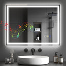 HOMCOM Bathroom Mirror With Bluetooth Lights Demister Pad