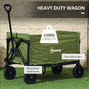 Outsunny 120L Folding Collapsible Wagon with Adjustable Handle, Grey