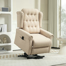 HOMCOM Power Lift Recliner Armchair with Wingback, Button Tufted, Beige