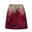 Shiny High-Waisted Sequin Mini Skirt - Red