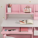 ZONEKIZ Kids Desk and Chair Set with Storage for 5-8 Years, Pink