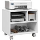 HOMCOM Printer Stand With Storage Printer Cart On Wheels For Home Office White