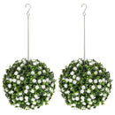 HOMCOM Set of 2 Artificial Plant Topiary Rose Balls, Faux Plants
