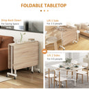 HOMCOM Drop Leaf Table with Wheels Folding Dining Table for Small Spaces, Nature