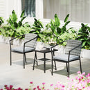 Outsunny 3 PCS Rattan Bistro Set with Cushions Glass Top Coffee Table and Chairs