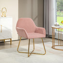 HOMCOM Modern Accent Chair Velvet-Touch Upholstered Armchair Pink