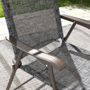 Outsunny Folding Chairs Set w/ Armrest, Breathable Mesh Fabric Seat, Grey