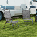 Outsunny Folding Chairs Set w/ Armrest, Breathable Mesh Fabric Seat, Grey