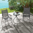 Outsunny Folding Chairs Set w/ Armrest, Breathable Mesh Fabric Seat, Grey