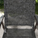 Outsunny Folding Chairs Set w/ Armrest, Breathable Mesh Fabric Seat, Grey