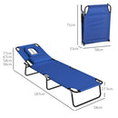 Outsunny Folding Sun Lounger Set of 2 Reclining Chair with Reading Hole