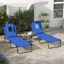 Outsunny Folding Sun Lounger Set of 2 Reclining Chair with Reading Hole