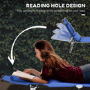 Outsunny Folding Sun Lounger Set of 2 Reclining Chair with Reading Hole